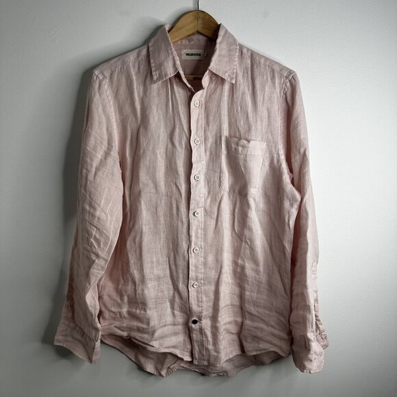 Taylor Stitch Shirt Mens 38 Pink Linen Long Sleeve Button Up Casual Lightweight - Picture 1 of 14